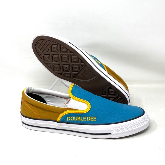Converse Ctas Slip On Low Brown Blue Canvas Men’s Sneakers Custom 171852C-BLBRY - Picture 3 of 9